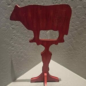 Wood Red Cow Silhouette 16"
